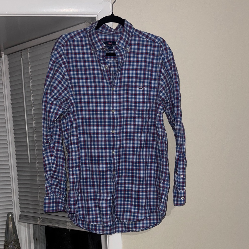 Vineyard Vines Blue and Red Plaid Men's Shirt